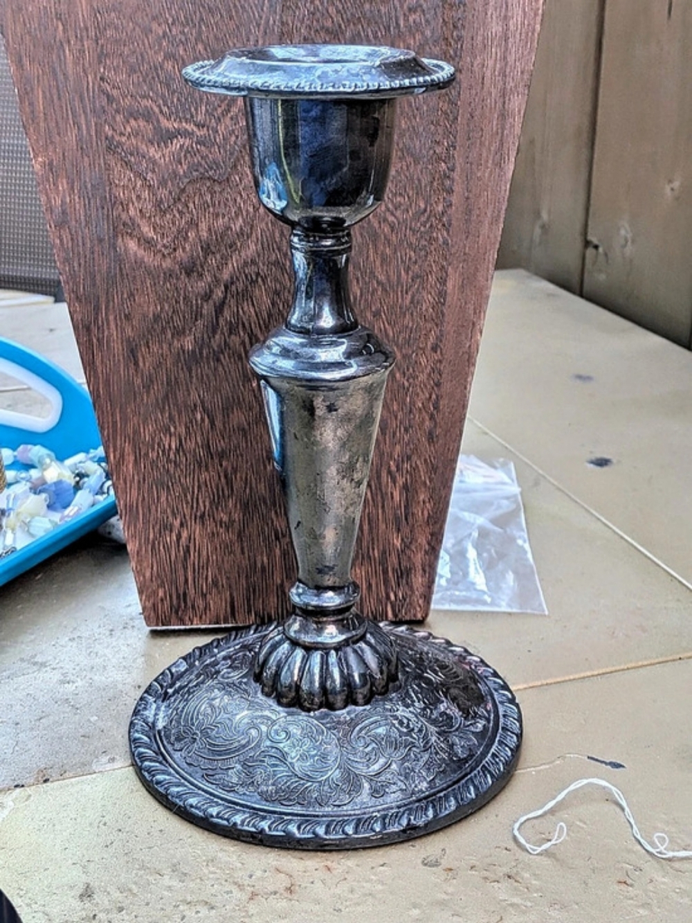 Vintage Wm. A. 142 Lead Rogers Ornate Silver Plated Taper Candlestick Holder